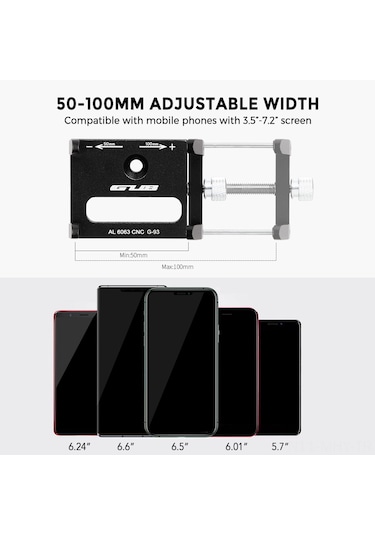Monyee Gub G-93 Alüminyum Alçı, 50-100mm Cihazlar İçin Bisiklet Telefon Tutucu Çok Renkli