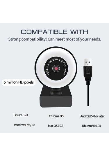 Sones A9mini Usb Sürücüsüz Hd Dolgu Işığı Kamera, Mikrofon, Piksel: 5,0 Milyon Piksel 2k Otomatik Odaklama