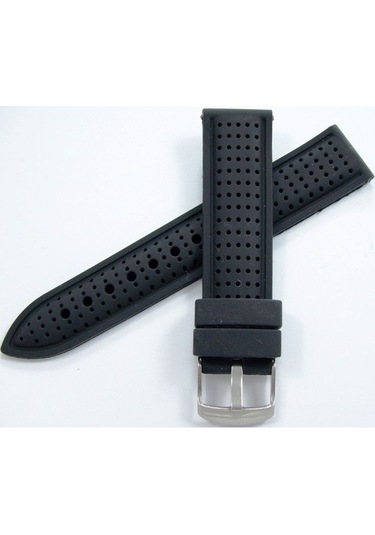 Siyah 20Mm Silikon Spor Saat Kordonu Slikon Saat Kayışı Medium Bo