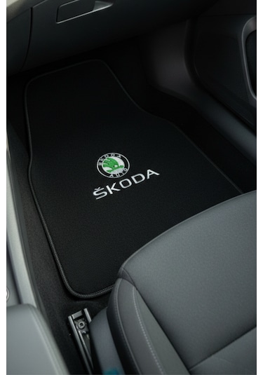 Skoda Uyumlu Nakış İşlemeli 5 Li Oto Halı Paspas Seti