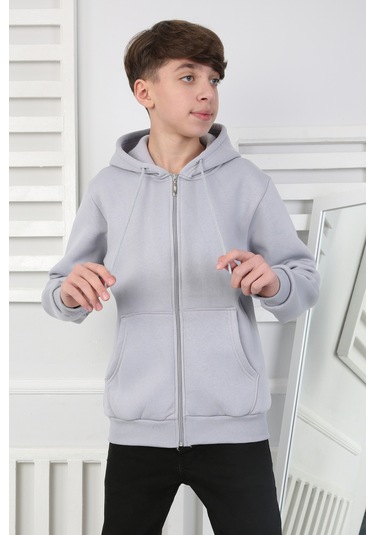 Erkek Çocuk Sweatshirt İçi Polarlı Gri