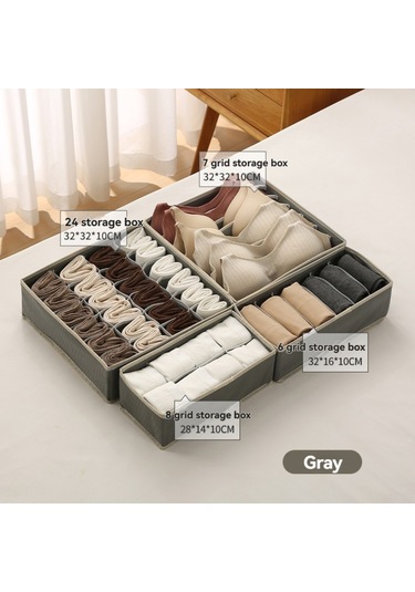 Ximistore9 Gri 4'lü Çok Bölmeli Organizer Seti: Giyim, Çorap, İç Giyim İçin Katlanabilir, Taşınabilir Ve Sporluk Saklama Kutuları 6+7+8+24 Bölmeli Gri
