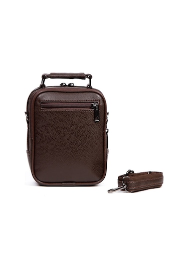 Tuldar Erkek Kahverengi Deri Çelik Kasalı Kapaklı Omuz Ve El Çantası 15x19cm Tul293 Kahverengi