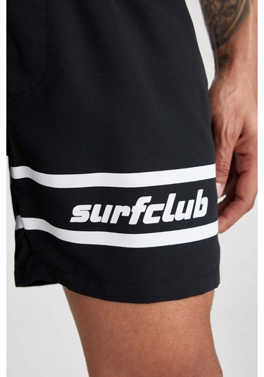 DeFactoFit Sporcu Baskılı Kısa Boy Deniz Şortu B5990AX24HSBK81 Siyah