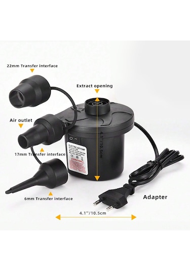 Tenfowee 12v Dc 50w Elektrikli Hava Pompa, Enflasyon-deflasyon Fonksiyonu, 3 Adaptörlü, Araç Ve Ev Kullanıma Uygun, Havlu Yatağı, Havuz Oyuncakları İçin