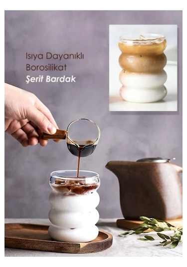 Cam Şerit Şeklinde Isıya Dayanıklı Bardak