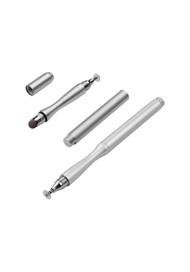Vkemall 2 Adet Metal Kalem + Disk Uçlu Dokunmatik Stylus: Telefon Ve Tablet İçin Yüksek Hassasiyetli Çizim Ve Yazma, 2 Adet Yerine Konulabilir Disk + 2 Adet Fiber Uç Gümüş