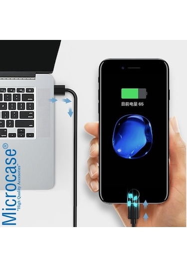 Microcase Apple Uyumlu iPhone iPad Lightning Usb Şarj Ve Data Kablosu 3 Metre Siyah