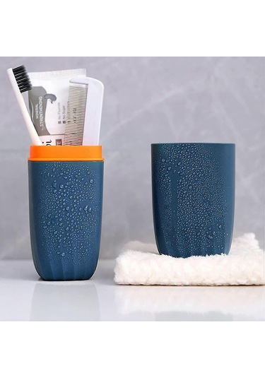 Seyahat Diş Fırçası Kutusu, Taşınabilir Diş Macunu Bardağı Diş Fırçası Düzenleyici, Kamp Yürüyüş Okul Banyo Seyahat Kupa Düzenleyici 2 Parça, Mavi, Pembe