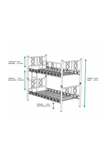 Reyo Avangard Genç Çocuk Odası Ahşap Başlıklı Metal Kahverengi Ra