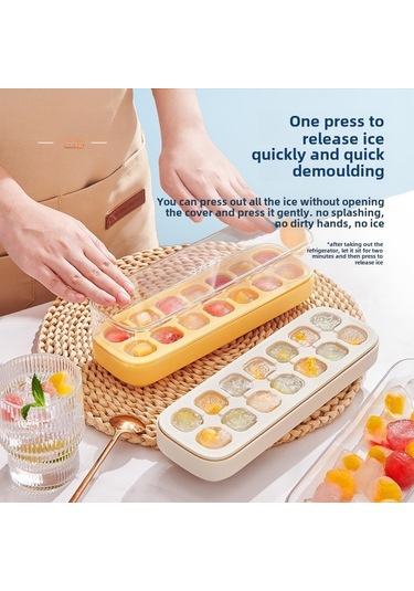 Yifomall Gıda Seviyesi Silikon Buzluk Kalıbı, Basma Tasarımıyla Evde Kolayca Buz Oluşturun, Kapaklı 21 Hücreli Büyük Boy Saklama Kutusu Fildişi Beyaz Diğer