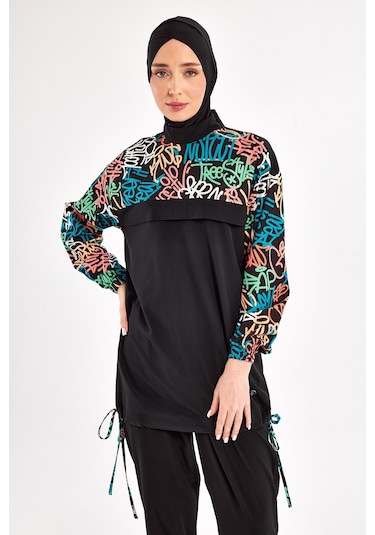 Spor Likra Tam Kapalı Tesettür Mayo 1207 Siyah08 Siyah08