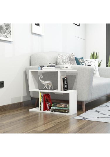 Decormet Lale Yan Sehpa Beyaz Beyaz