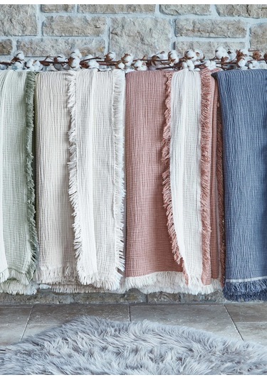 Dantela Fiona Brick Müslin Pamuk Anti-alerjik Çift Kişilik Yatak Örtüsü 240x260 Kiremit