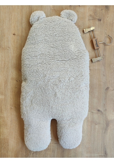 Bebek Dış Kundak Battaniyesi Pelüş Ayaklı Welsoft Uyku Tulumu Kışlık Mont Yenidoğan 0-12 Ay Bej