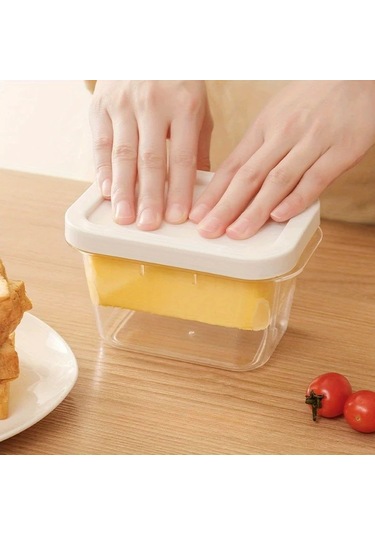 Fochsia Beyaz Gıda Sınıfı Akrilik Tereyağı Saklama Ve Kesme Kutusu Taze Tutar Pratik Beyaz
