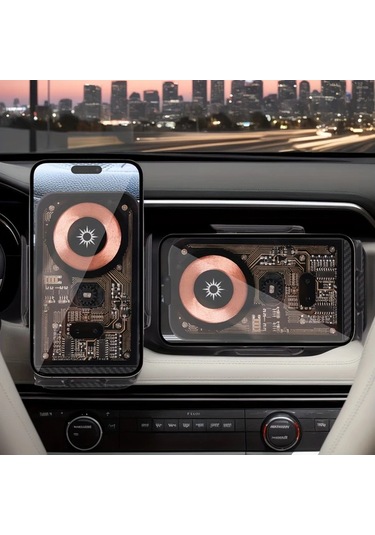 Honeybeeshop Siyah Araba Cep Telefonu Kablosuz Şarj Braketi 15w Hızlı Şarj Yerçekimi Algılama 360 Derece Döndürme Otomatik Açma Kapama