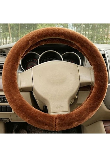 Jms Evrensel Kamyon Araba Yumuşak Peluş Direksiyon Kapağı Koruma Koruyucu Direksiyon Kılıfı Sarı