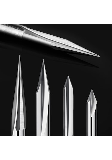 Xurunkeji Cnc Freze Uçları Seti 1/4 Sap, Gravür Ahşap Oyma Freze Ucu 6mm Ve 4mm, V-yiv, Profil Ucu, Tungsten Çelik - 4 Adet