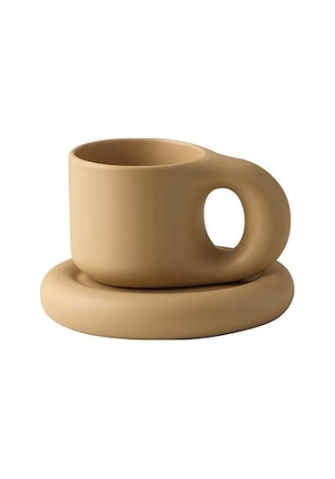 Metabagua Seramik Kupa Tombul Kahve Kupa Sevimli Çay Bardağı Tabağı İle Yenilik Sevimli Yağ Kolu Bardak Seti Ev Dekor Ofis Için Wd2k2p Beyaz