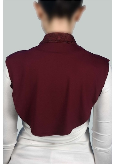 Kadın Penye Tesettür Daire Yakalı Dantelli Boyunluk - Bordo Çok Renkli