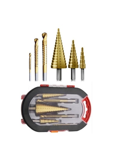 6 Parça Kademeli Matkap Ucu Saç Delme Seti Özel Kutulu Ahşap Oyma