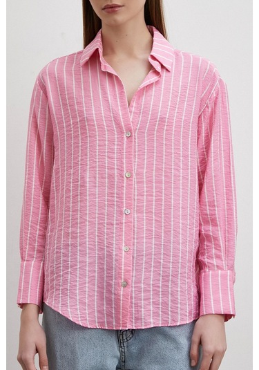 Çizgi Desenli Gömlek Pembe Pembe