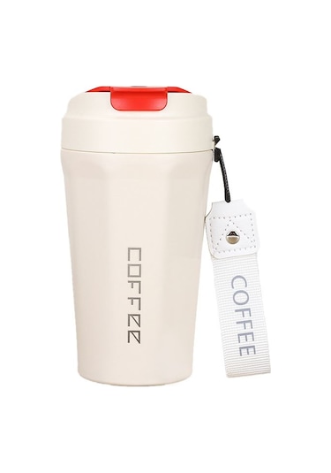 Komple 304 L Çelik Beyaz  410 ml Kahve El Termos Mug cin398by