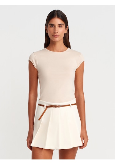 Dilvin 31779 Bisiklet Yaka Basic T-shirt-taş Taş