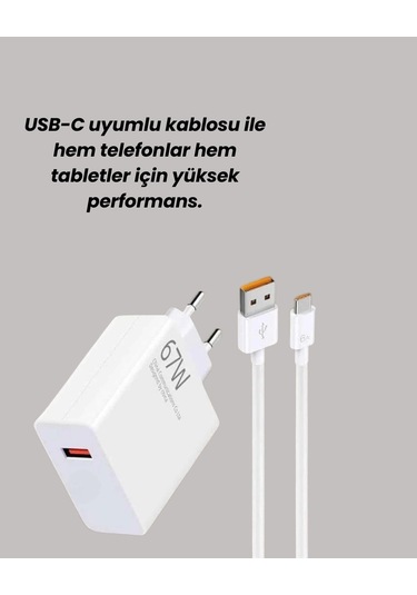 67w Hızlı Şarj Adaptörü Ve Veri Aktarım Özellikli Type-c Kablo Seti