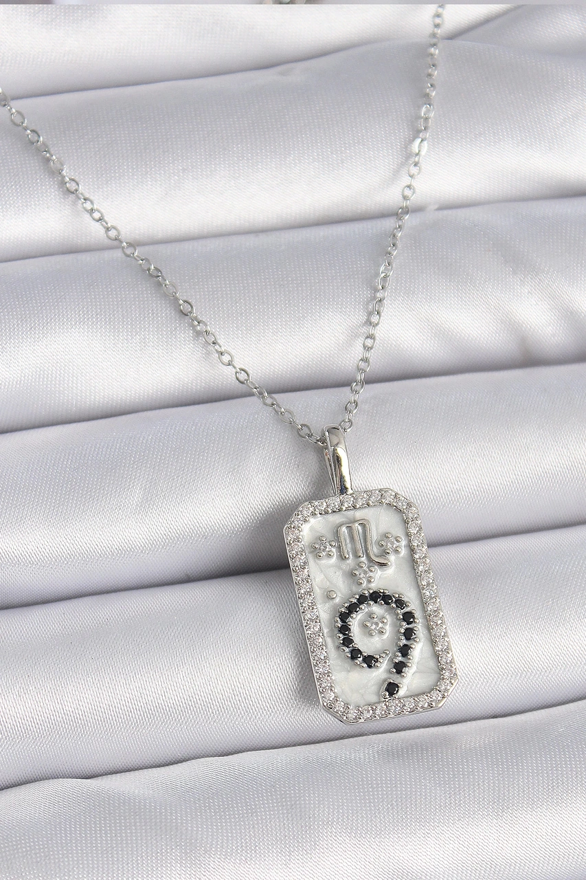 Dodes 316l Çelik Gümüş Renk Zincir Akrep Burcu Zirkon Taşlı Kadın Kolye Tg27bko9453 Çok renkli