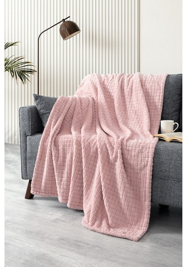 Wellsoft Battaniye-pudra Tv Battaniyesi- Peluş Polar Yumuşak Battaniye-110x160 Cm Pudra Pudra