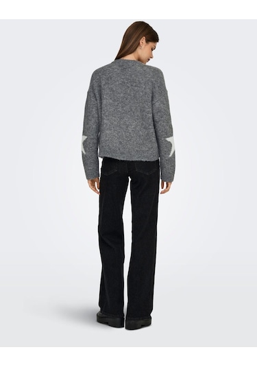 Only Onlazu Ls Star O-neck Knt Gri