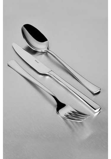 Hi Sar Optima Lara 24 Parça 6 Kişilik Çatal Kaşık Bıçak Takımı Açık Gri