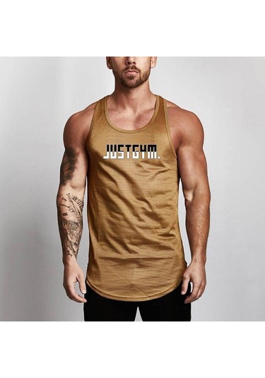 Altın Muscleguys Yaz Erkek Kolsuz Fitness Yeleği Antrenman Koşu Sporları Rahat Nefes Alabilen Atlet Üstleri Altın