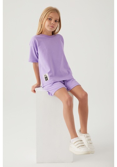 Kız Çocuk Şort Takım Lila