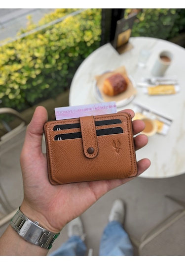 Visso 8600 Hakiki Deri Kartlık Unisex İsme Özel Çanta Kahve Napa