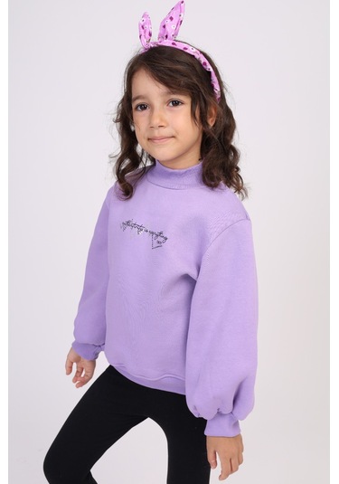 Toontoy Kız Çocuk Baskılı Sweatshirt Lila