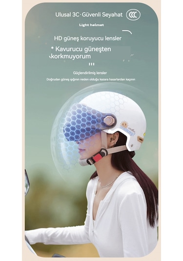 Eternal Luck 3c Kulak Koruma Sıcaklığı Four Seasons Elektrikli Araç Kaskı Beyaz