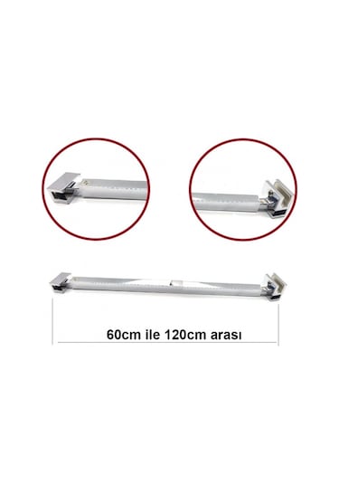 Duşakabin Teleskopik Cam Gergi Çubuğu 60-120 Cm Gümüş