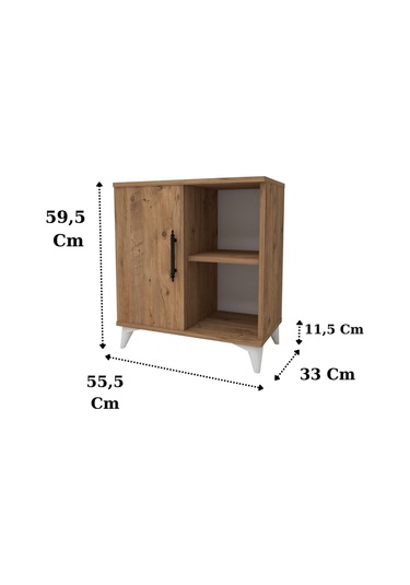Vela Tek Kapaklı 2 Açık Bölmeli Komodin & Şifonyer Yatak Odası Başucu Düzenleyici Komidin - Çam