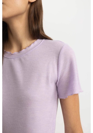 DeFacto Regular Fit Bisiklet Yaka Kısa Kollu Pijama Üstü-Fall in Love B6701AX24SPPR77