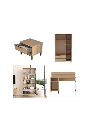 Robin Home Lidya Genç Odası Takımı 6'lı Set Sepet Kahverengi