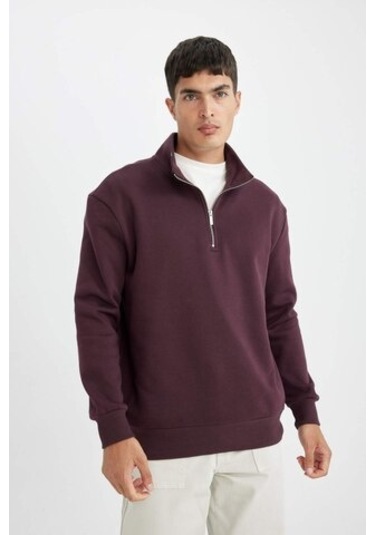 DeFacto Comfort Regular Fit Rahat Kalıp Fermuarlı Dik Yaka Basic Düz Sweatshirt X7405AZ24AUBR150 DeFacto Comfort Regular Fit Rahat Kalıp Fermuarlı Dik Yaka Basic Düz Sweatshirt X7405AZ24AUBR150