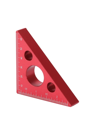 Tenfowee Ahşap İşleme İçin Pratik Alüminyum Ölçüm Cetveli, Metrik Ve İnç Ölçekli, Kırmızı Küçük Boy
