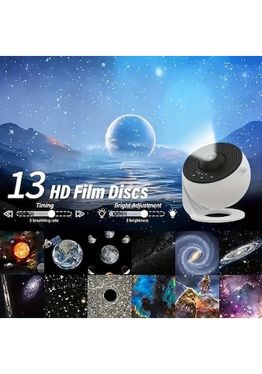 Honeybeeshop Beyaz Dynamic Globe 13 Parça Film Galaksi Projektörü Akıllı Işık 360 Dönebilir Planetaryum Led Lambası 4k Hd Ev Sineması Yatak Odası Dekorasyonu