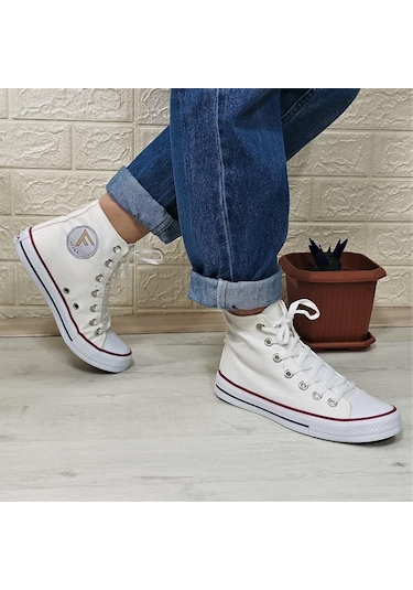 Fiyra 555 Beyaz Uzun Unisex Sneaker Keten Spor Ayakkabı 001