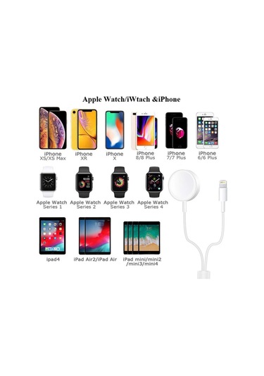 Ally 2In1 Iwatch 1-2-3-4 Wireless Şarj- Iphone Usb Şarj Kablosu (371596448)-Beyaz