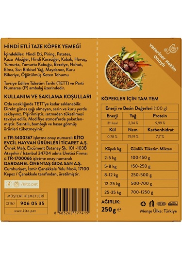 Kito Kuzu Etli Yetişkin Köpek Maması 7 KG + Kito Fresh Hindi Etli Köpek Yemeği 6'lı