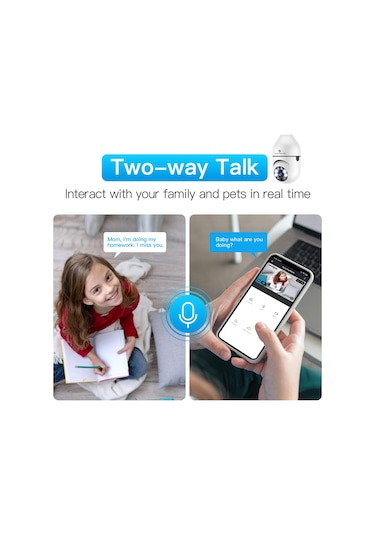 Geeroyoo 360 Derece Dönebilen Wifi Güvenlik Kamerası, Gece Görüşlü İç/dış Mekan Akıllı Gözetim, İki Yönlü Sesli İletişim Diğer
